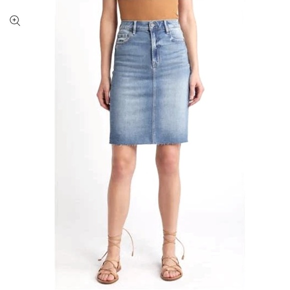 Sundance Dresses & Skirts - Sundance Denim Pencil Skirt with Raw Hem Size XS